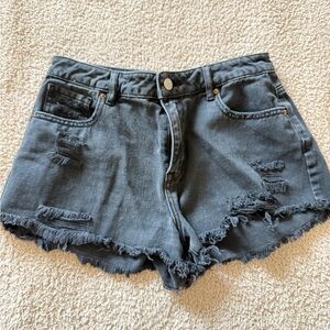 Distressed Gray Denim Shorts